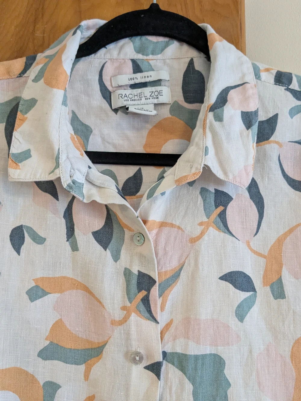 Rachel Zoe Lightweight Linen Floral Button Up Shirt